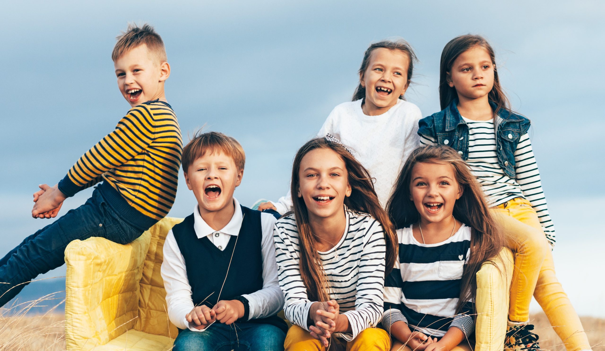 Fashion children in autumn field